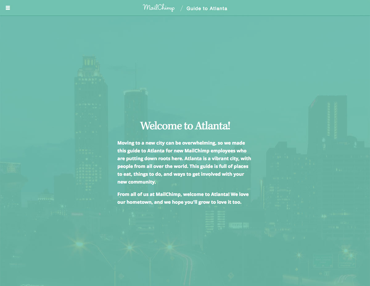 Screenshot of the Guide to Atlanta website