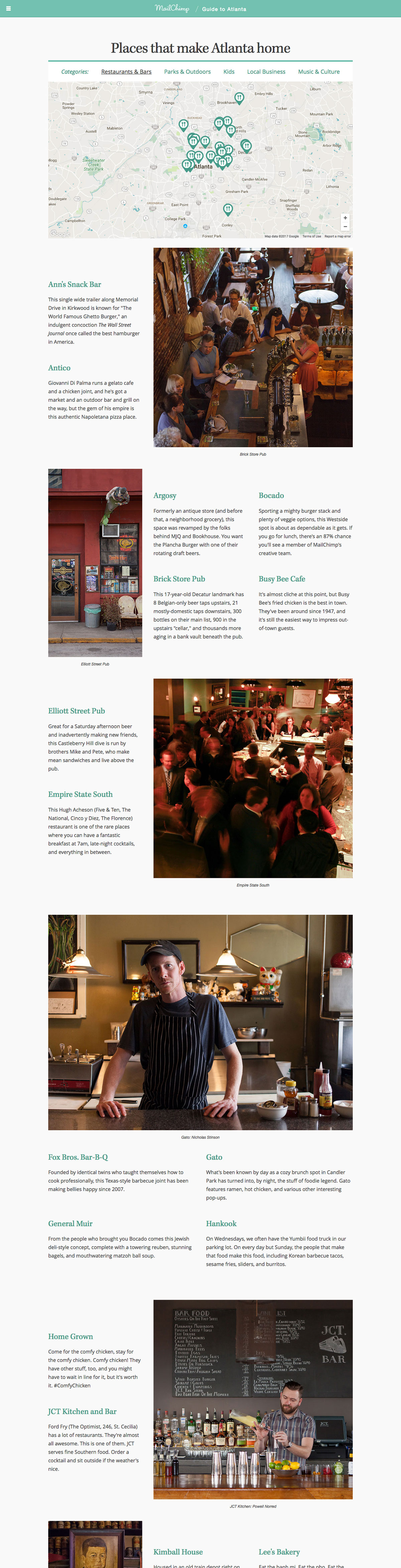 Screenshot of the Guide to Atlanta website