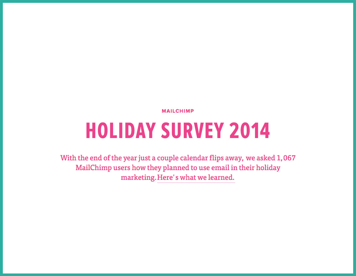 Screenshot of the MailChimp Holiday Survey website